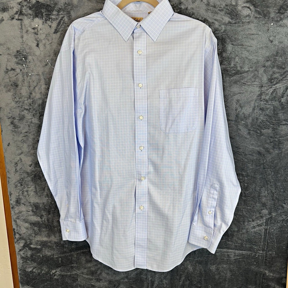 Roundtree & Yorke Gold Label Men's L Regular Fit Cotton Check Non-Iron 32/33
